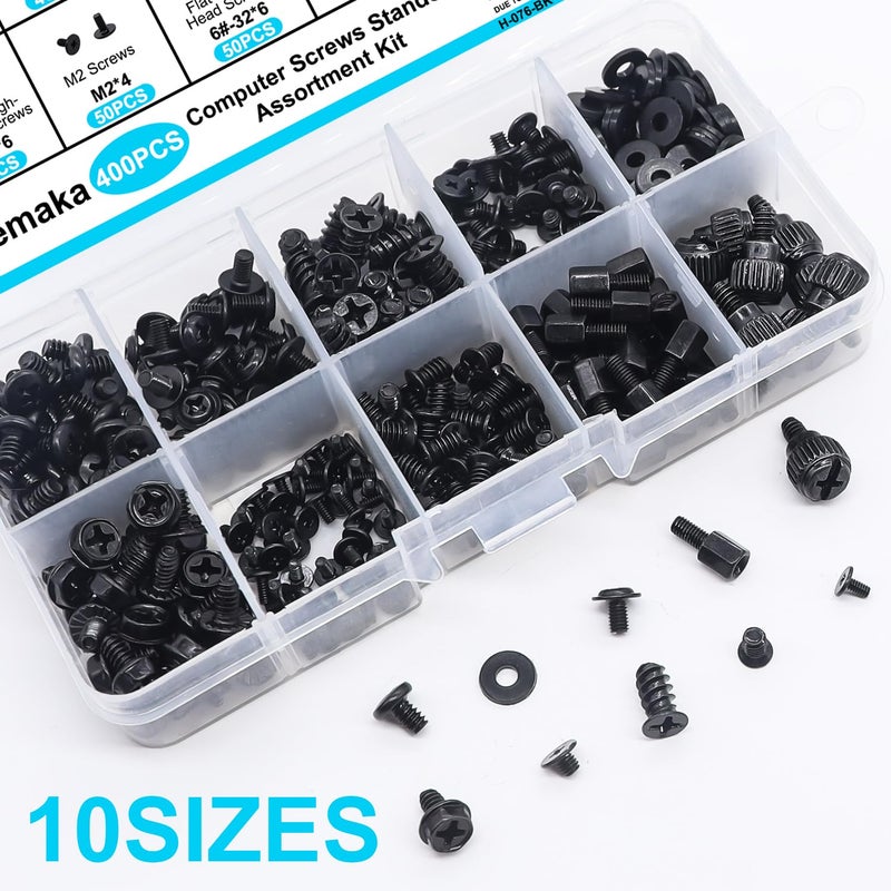 Bemaka 400Pcs Computer Screws Assortment Kit, Motherboard Standoffs Screws PC Screws for Universal Motherboard, SSD, Hard Drive, PC Case, PC Fan, for DIY PC Installation and Repair - Image 5